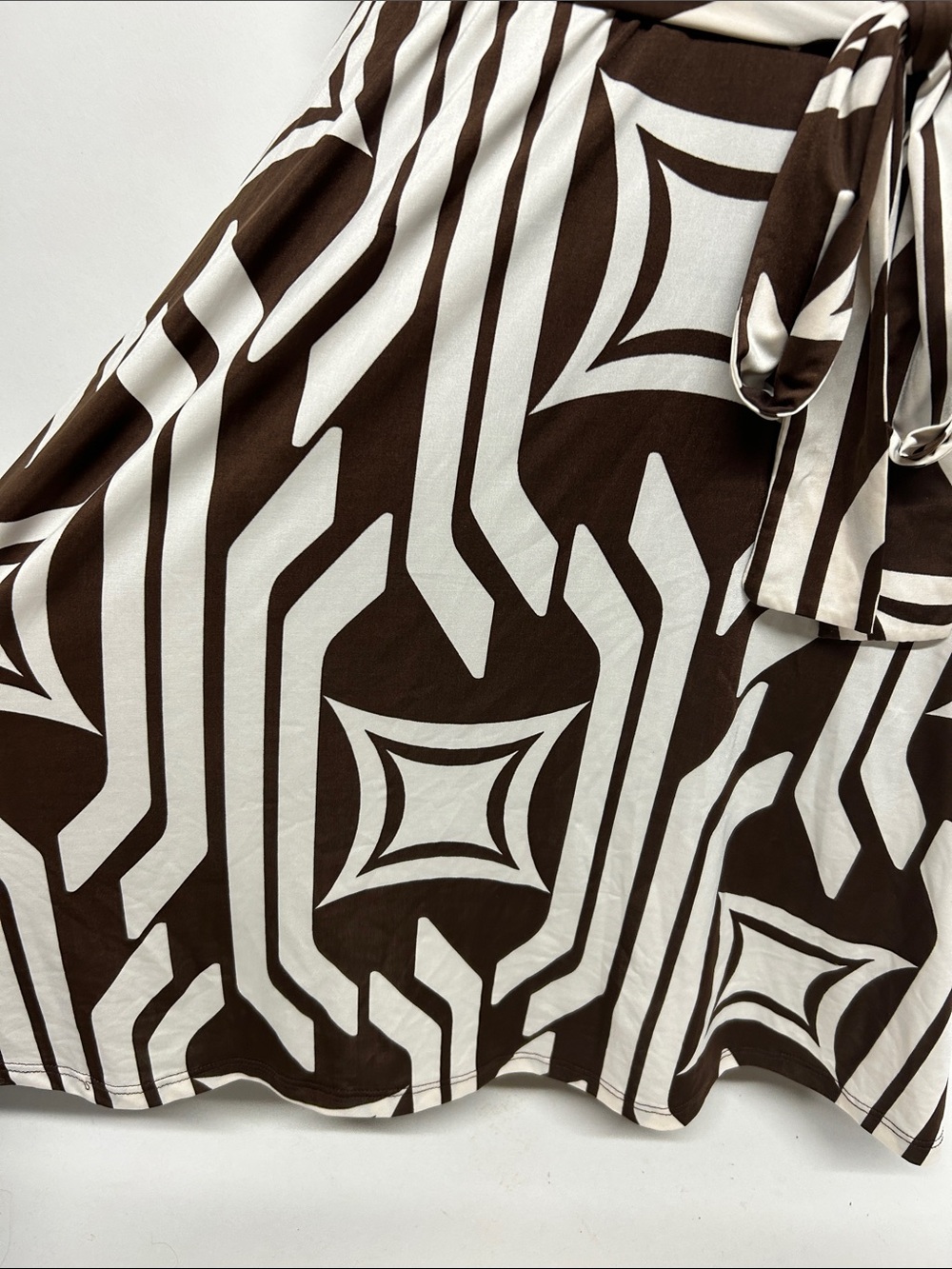 Belted Brown & White Wrap Dress small y2k vibes - Picture 4 of 7